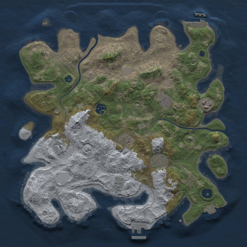 Rust Map: Procedural Map, Size: 3500, Seed: 15224, 13 Monuments
