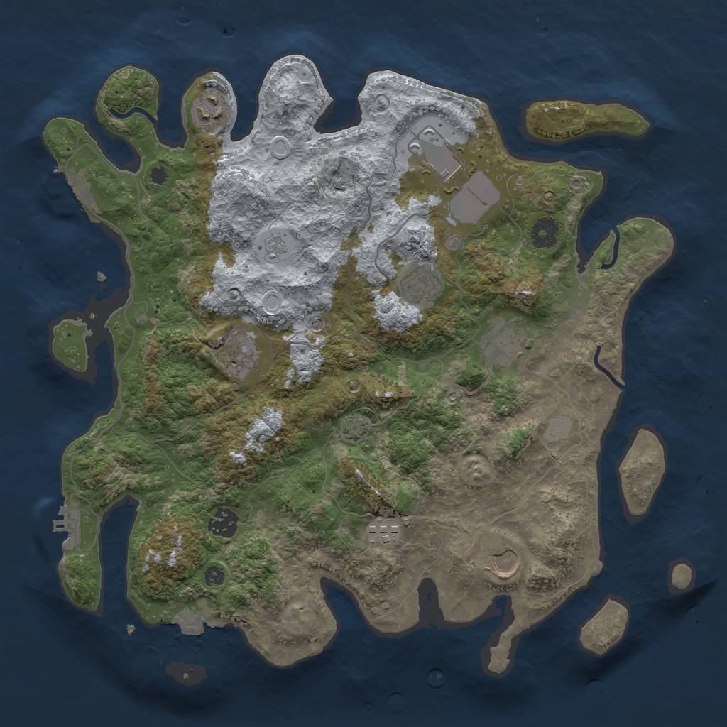 Rust Map: Procedural Map, Size: 3700, Seed: 54940955, 16 Monuments
