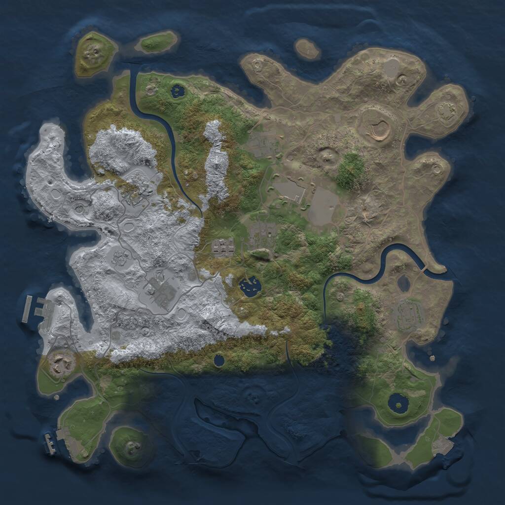 Rust Map: Procedural Map, Size: 3700, Seed: 48123983, 16 Monuments