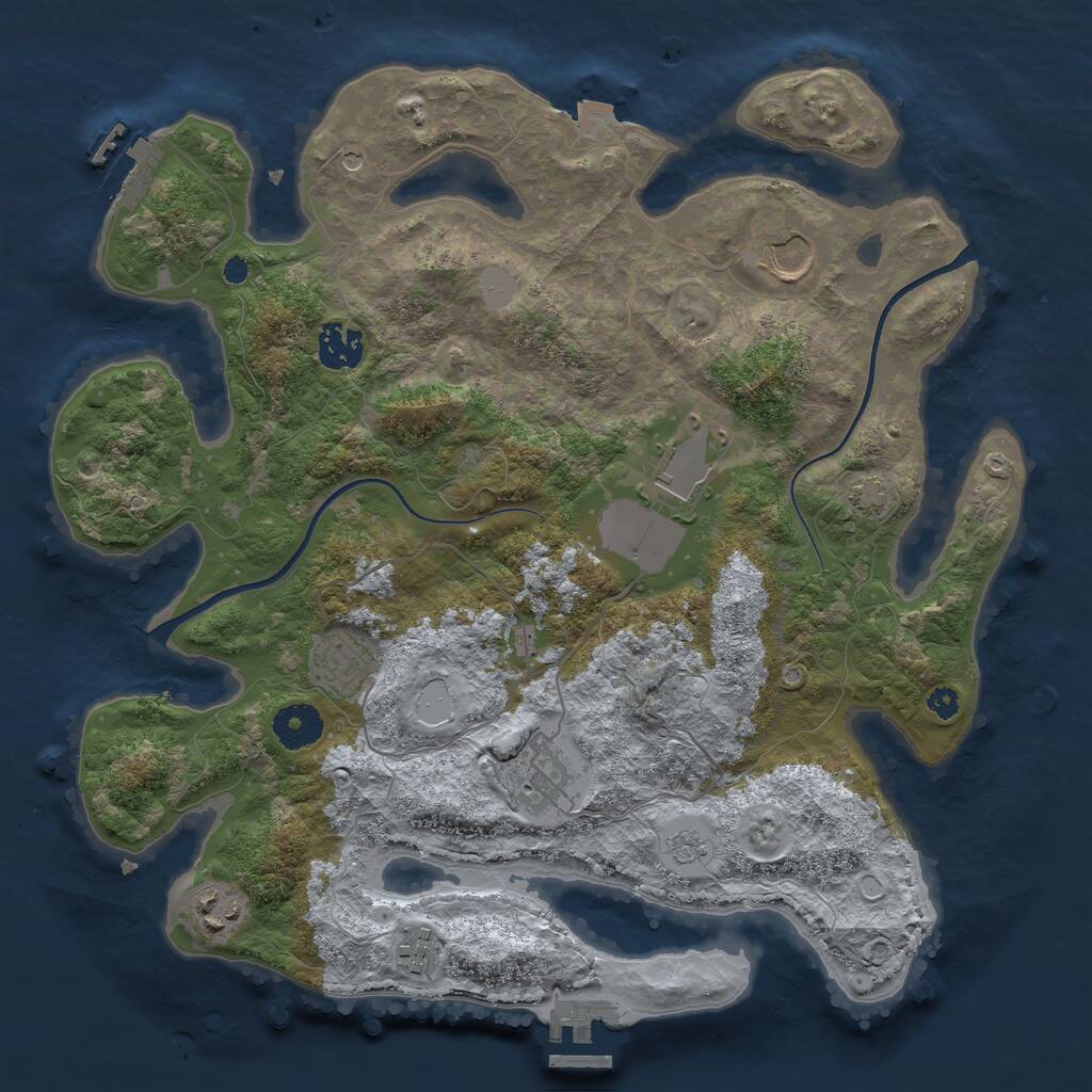 Rust Map: Procedural Map, Size: 3500, Seed: 542873237, 13 Monuments