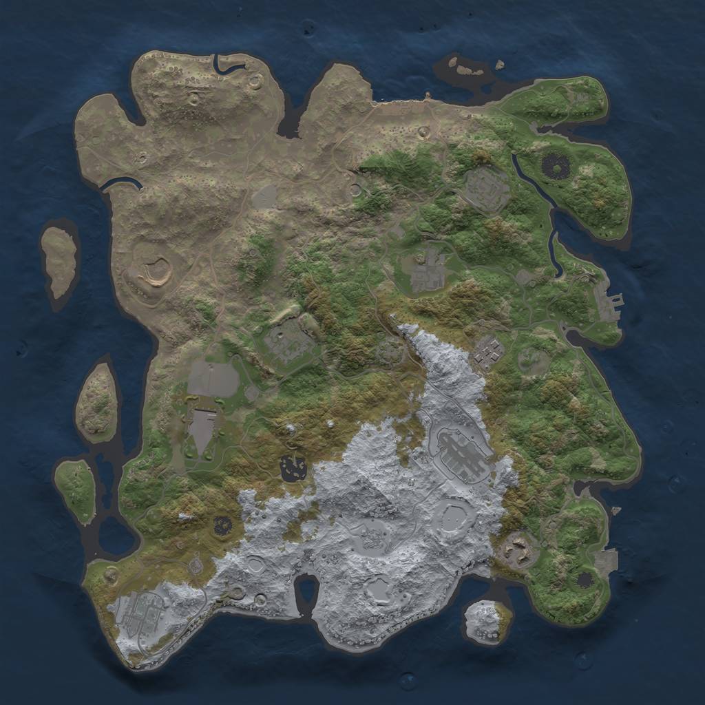 Rust Map: Procedural Map, Size: 3700, Seed: 1126825193, 18 Monuments