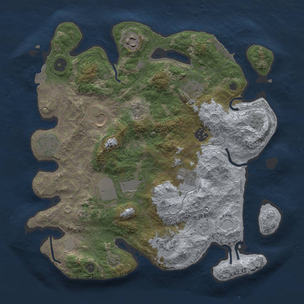 Rust Map: Procedural Map, Size: 3500, Seed: 565331727, 16 Monuments