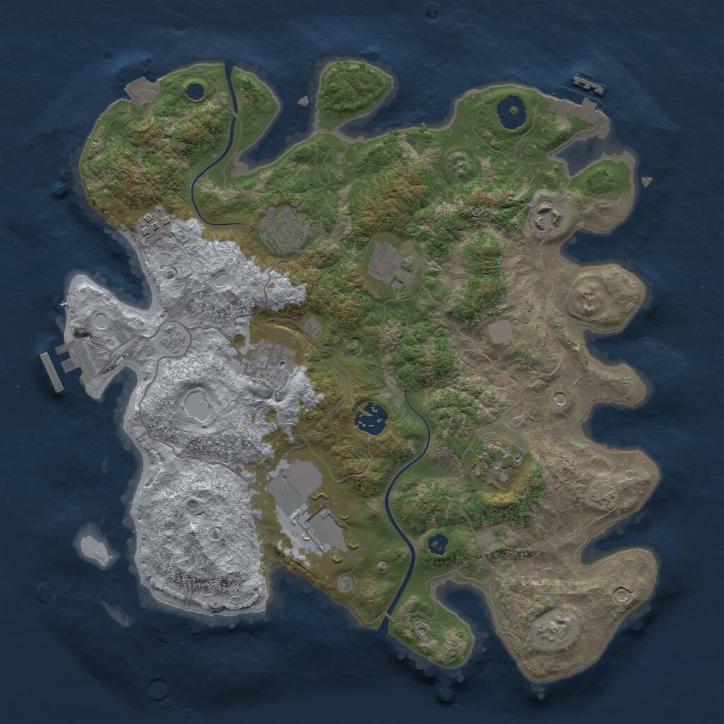 Rust Map: Procedural Map, Size: 3500, Seed: 635458566, 14 Monuments