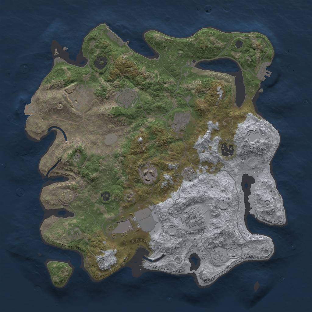 Rust Map: Procedural Map, Size: 3500, Seed: 1345153169, 16 Monuments