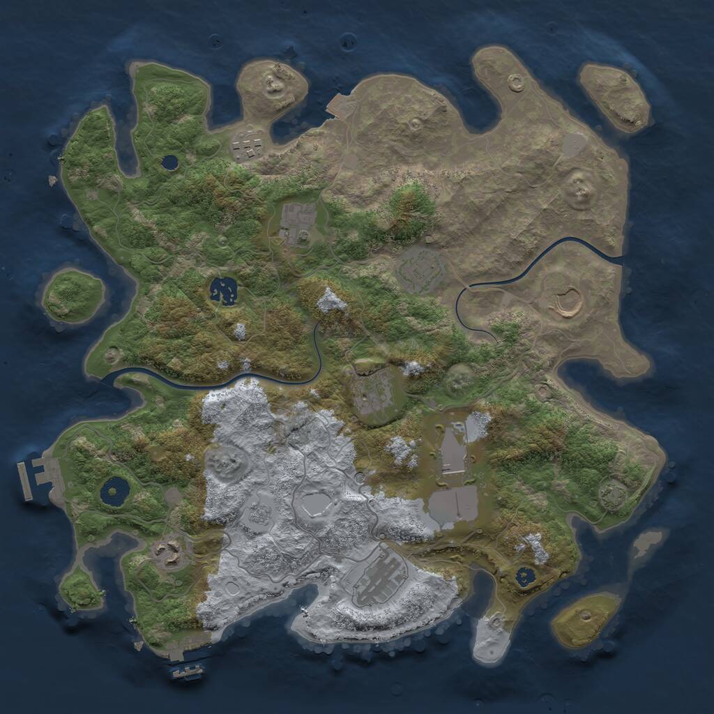 Rust Map: Procedural Map, Size: 3700, Seed: 894252329, 15 Monuments