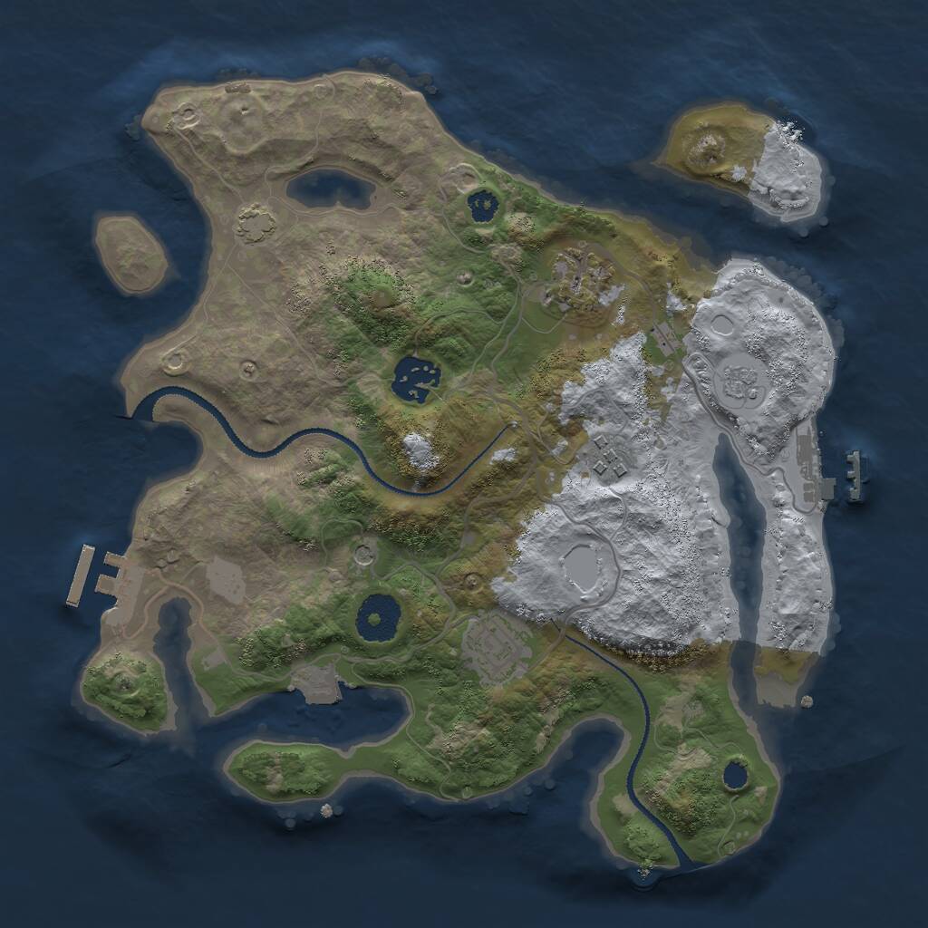 Rust Map: Procedural Map, Size: 3000, Seed: 3874, 10 Monuments
