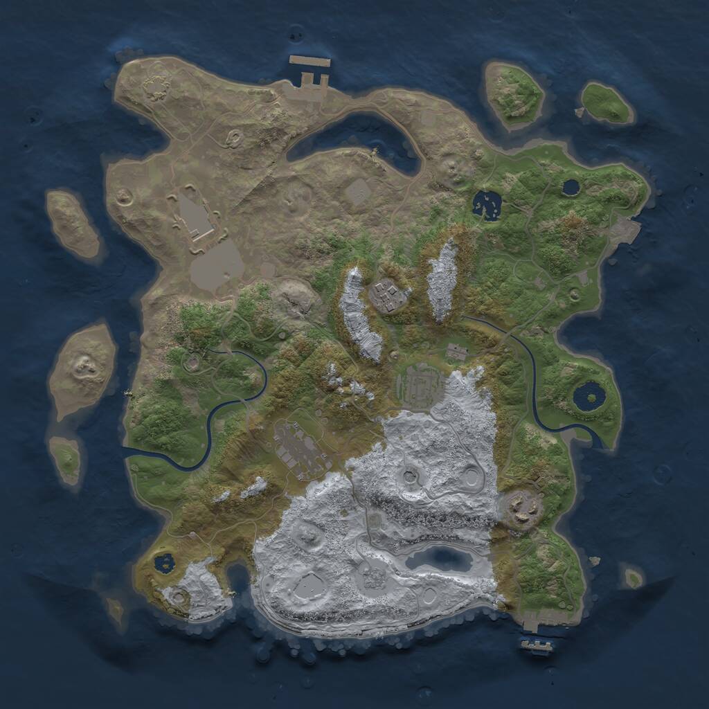 Rust Map: Procedural Map, Size: 3500, Seed: 2005890030, 12 Monuments