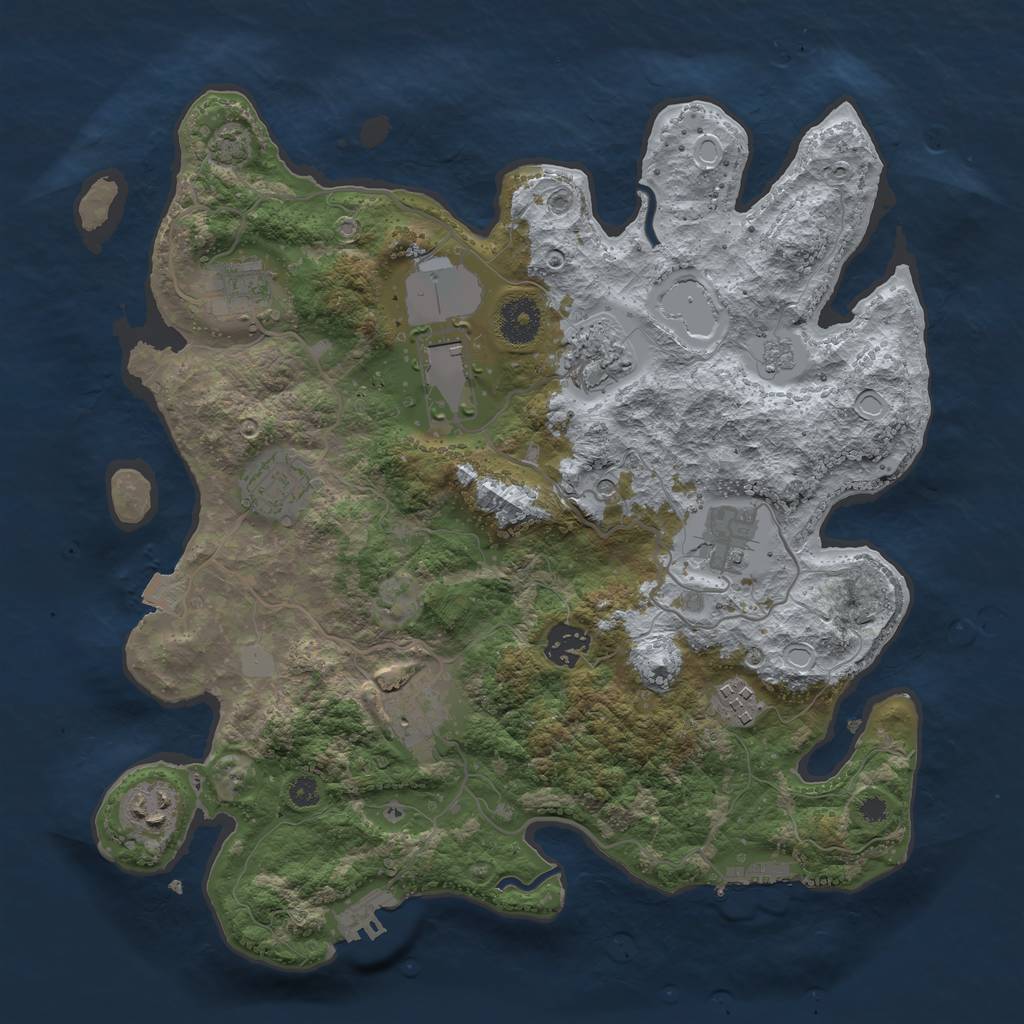 Rust Map: Procedural Map, Size: 3500, Seed: 564356, 17 Monuments