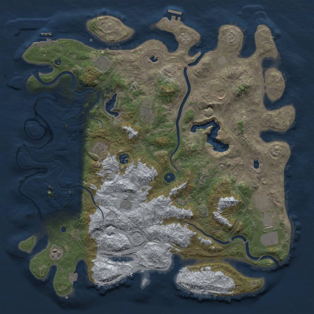 Rust Map: Procedural Map, Size: 4600, Seed: 1921479494, 17 Monuments