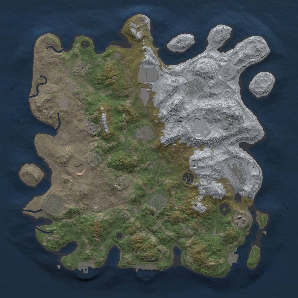 Rust Map: Procedural Map, Size: 3850, Seed: 83633256, 19 Monuments