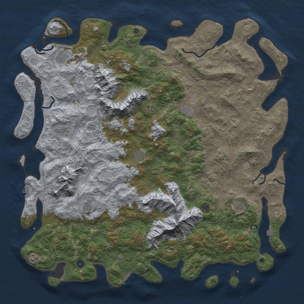 Rust Map: Procedural Map, Size: 6000, Seed: 2057287450, 19 Monuments
