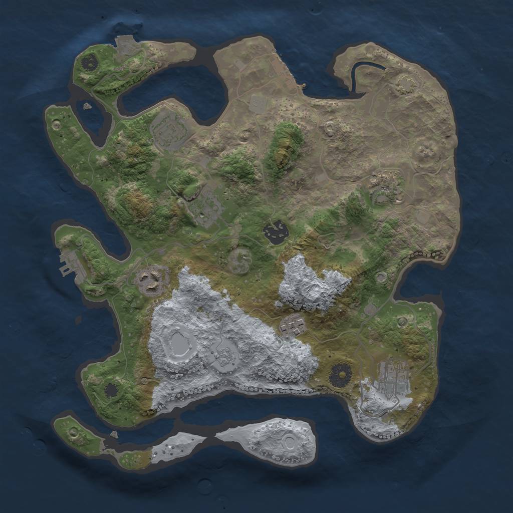 Rust Map: Procedural Map, Size: 3250, Seed: 1244074933, 14 Monuments