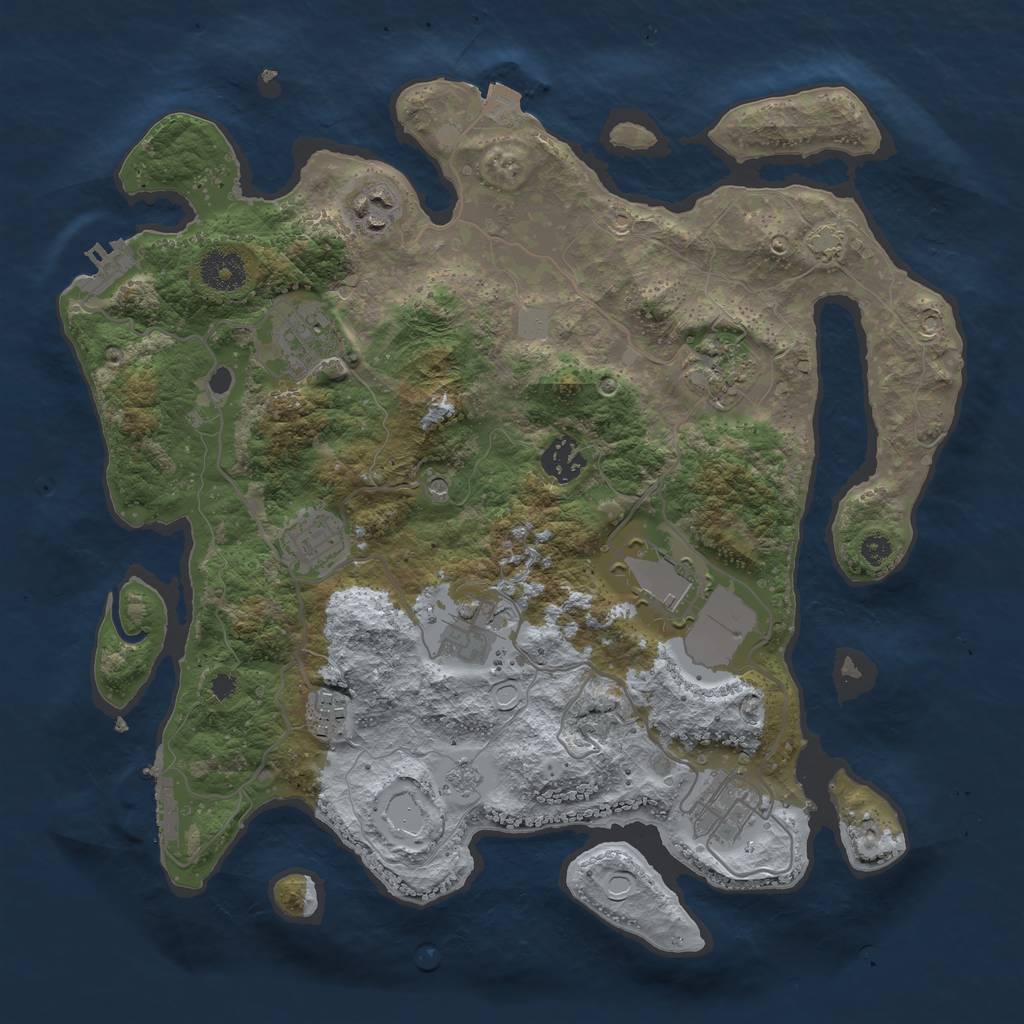 Rust Map: Procedural Map, Size: 3500, Seed: 2086901661, 17 Monuments