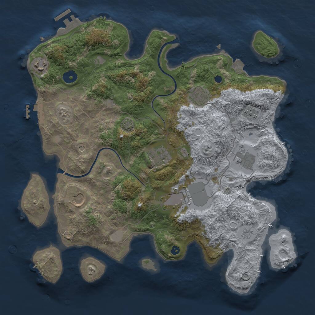 Rust Map: Procedural Map, Size: 3500, Seed: 74452345, 13 Monuments