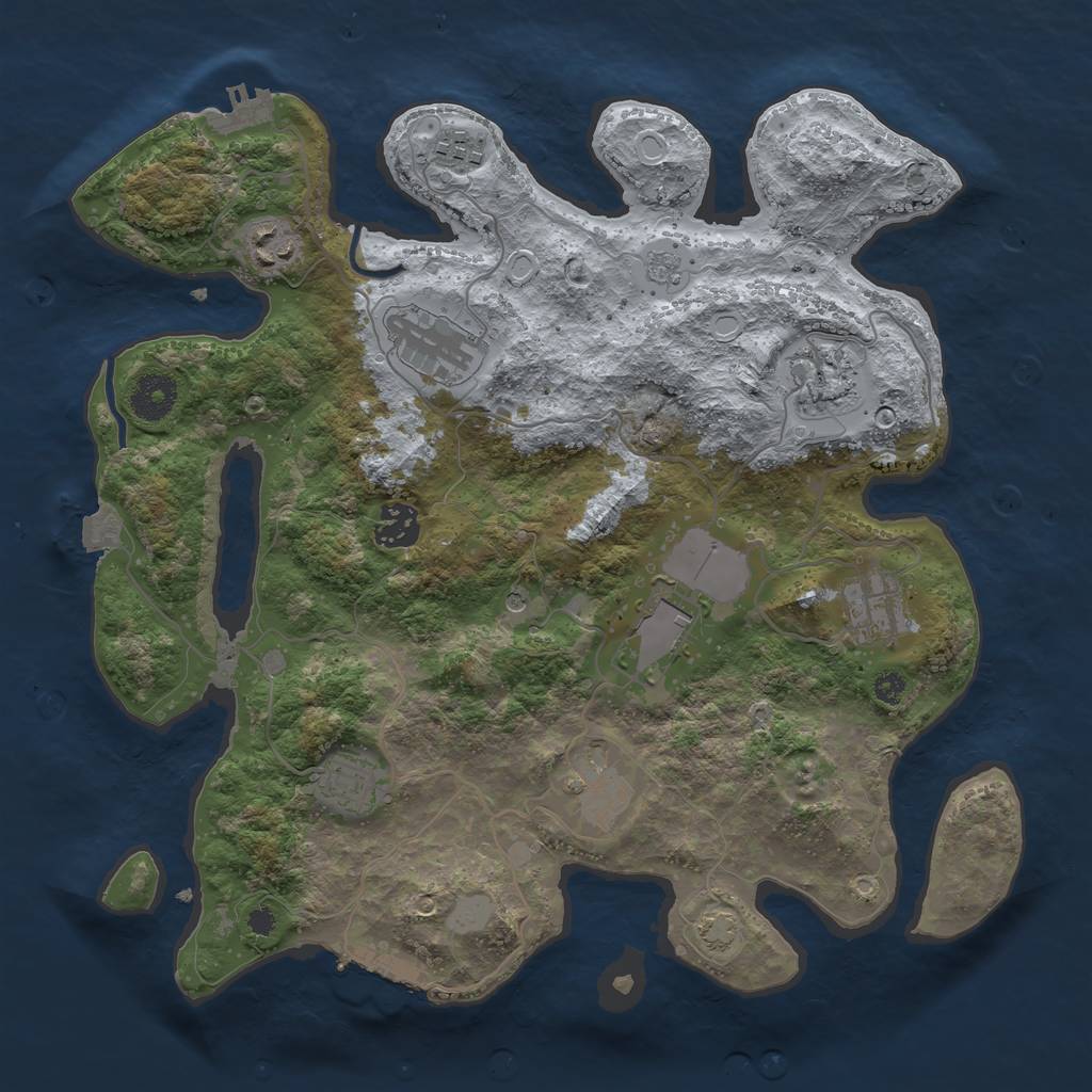 Rust Map: Procedural Map, Size: 3500, Seed: 914328031, 17 Monuments