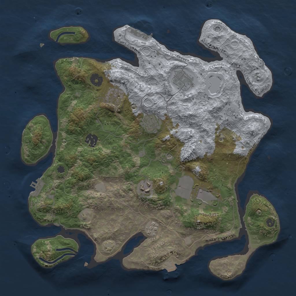 Rust Map: Procedural Map, Size: 3500, Seed: 7666435, 15 Monuments
