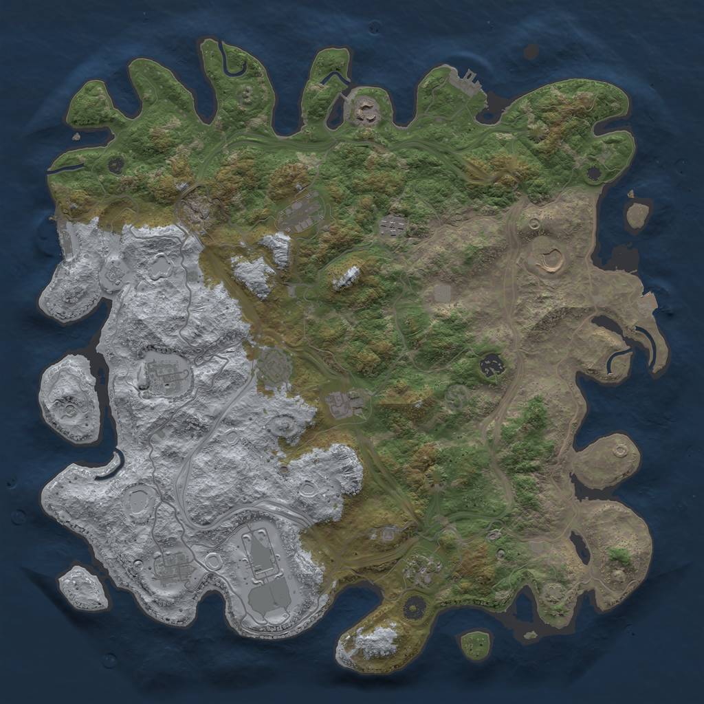 Rust Map: Procedural Map, Size: 4500, Seed: 229321844, 19 Monuments