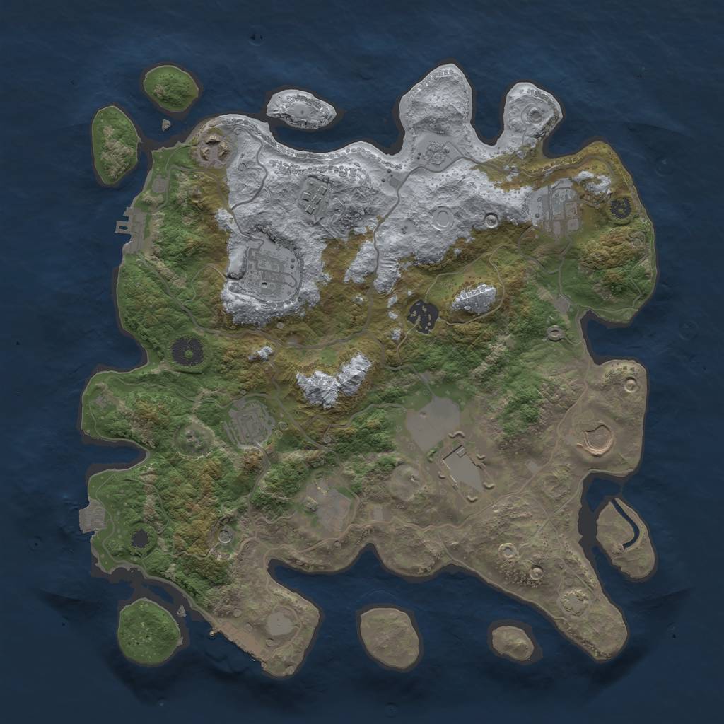Rust Map: Procedural Map, Size: 3500, Seed: 834521366, 17 Monuments