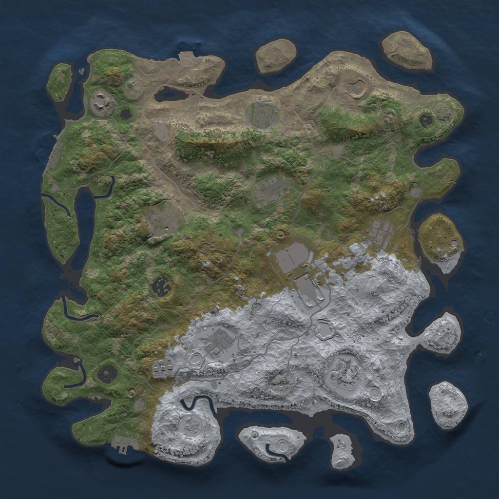 Rust Map: Procedural Map, Size: 4000, Seed: 1071412208, 19 Monuments