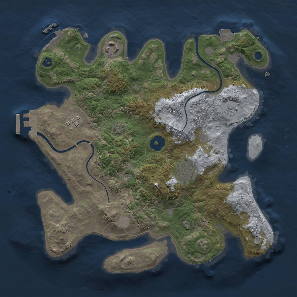 Rust Map: Procedural Map, Size: 3000, Seed: 748293959, 9 Monuments
