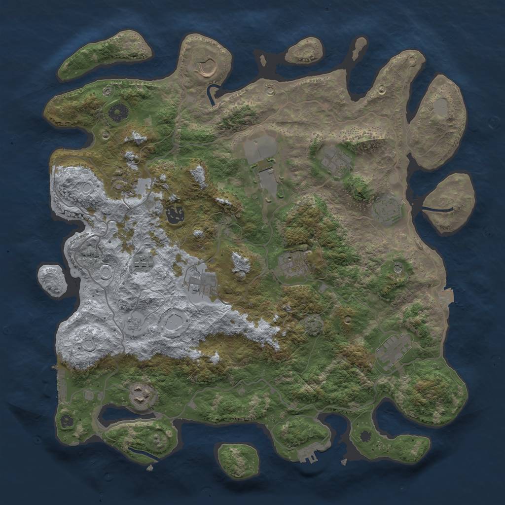 Rust Map: Procedural Map, Size: 4000, Seed: 980693962, 19 Monuments