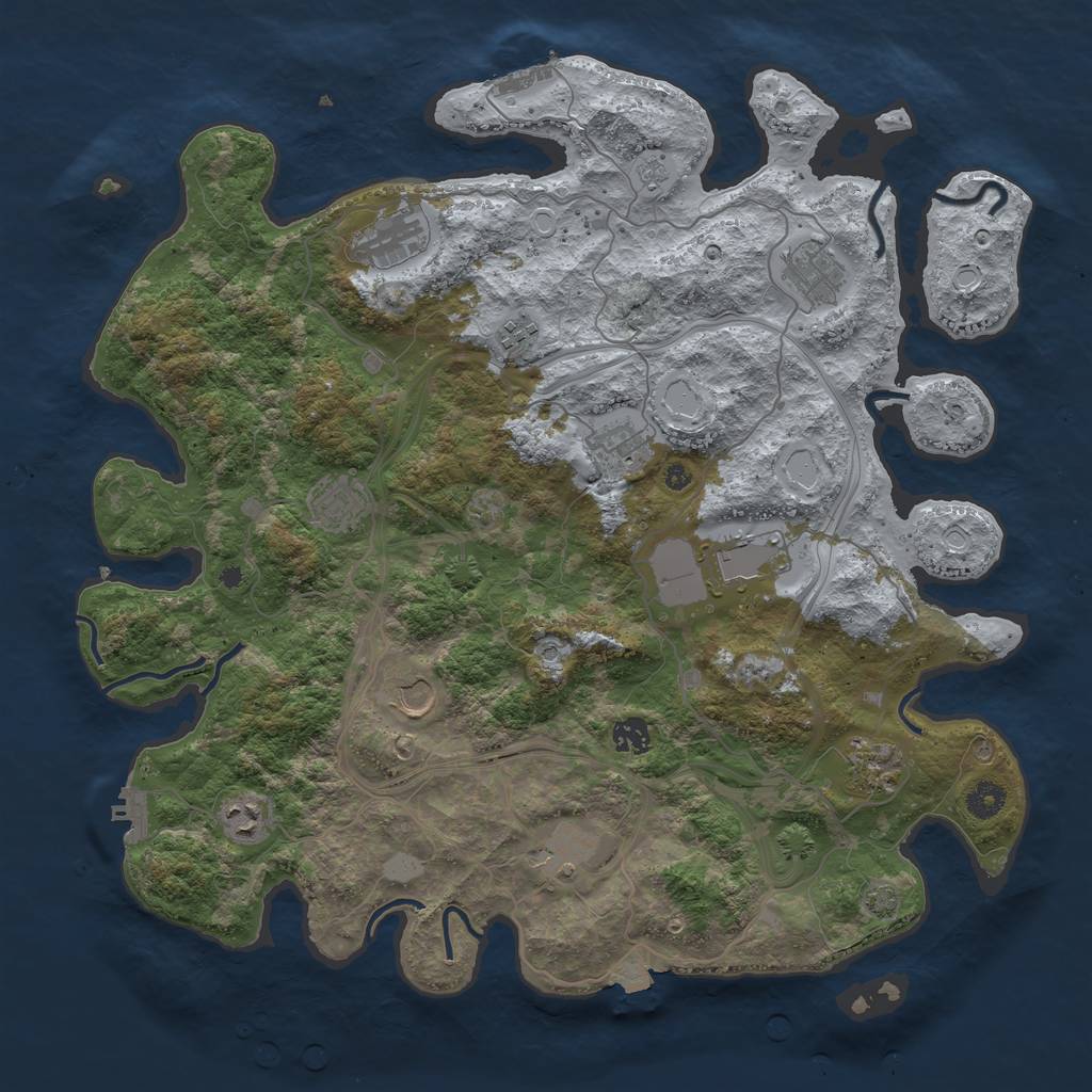 Rust Map: Procedural Map, Size: 4250, Seed: 4877, 19 Monuments