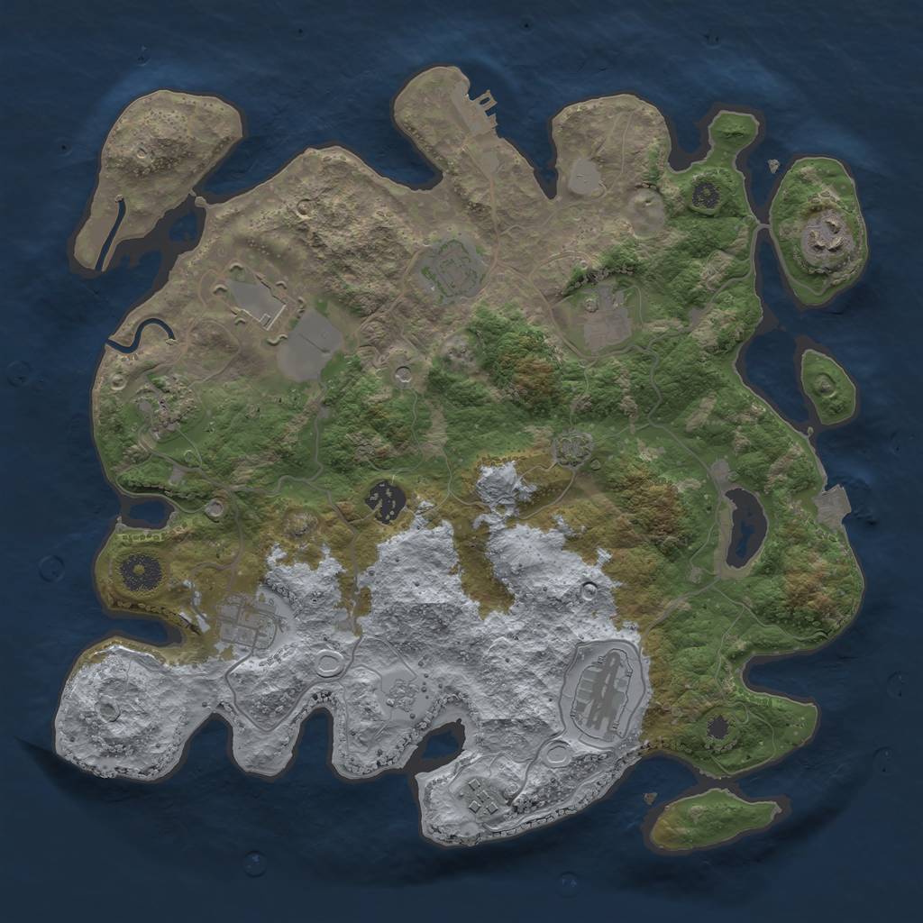 Rust Map: Procedural Map, Size: 3500, Seed: 78325809, 16 Monuments