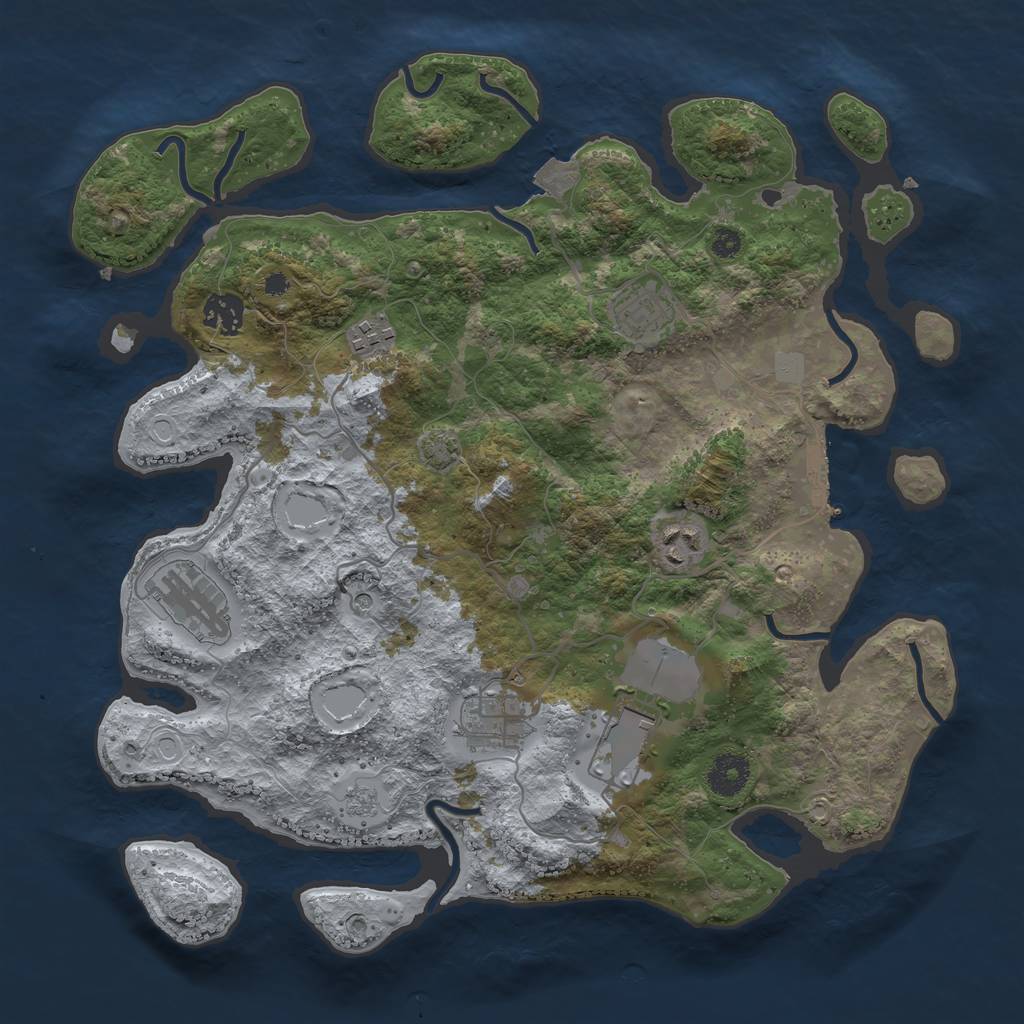 Rust Map: Procedural Map, Size: 3600, Seed: 22001, 14 Monuments