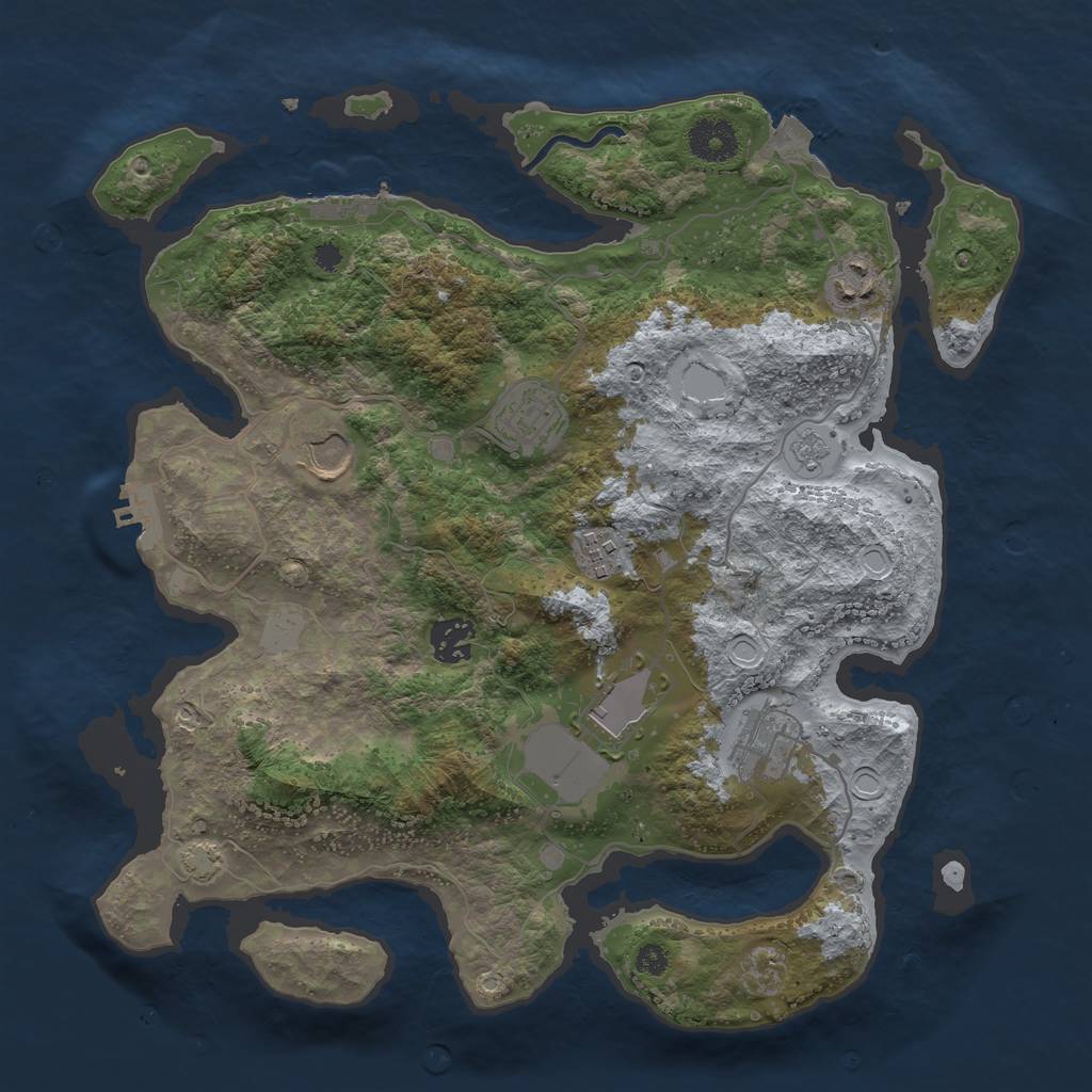 Rust Map: Procedural Map, Size: 3500, Seed: 1392220498, 14 Monuments