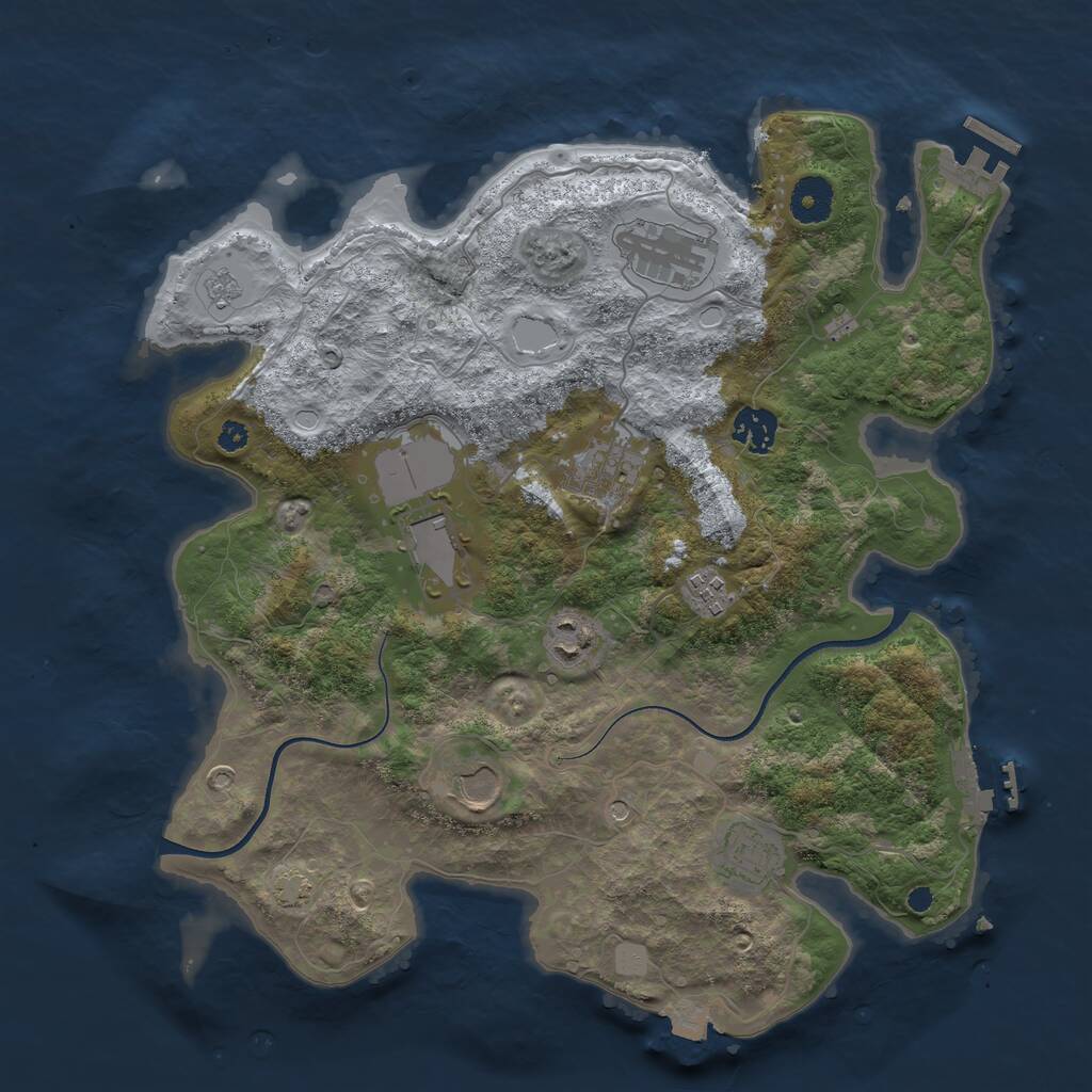 Rust Map: Procedural Map, Size: 3600, Seed: 12001, 14 Monuments