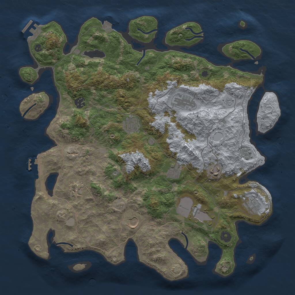 Rust Map: Procedural Map, Size: 4000, Seed: 491906024, 16 Monuments