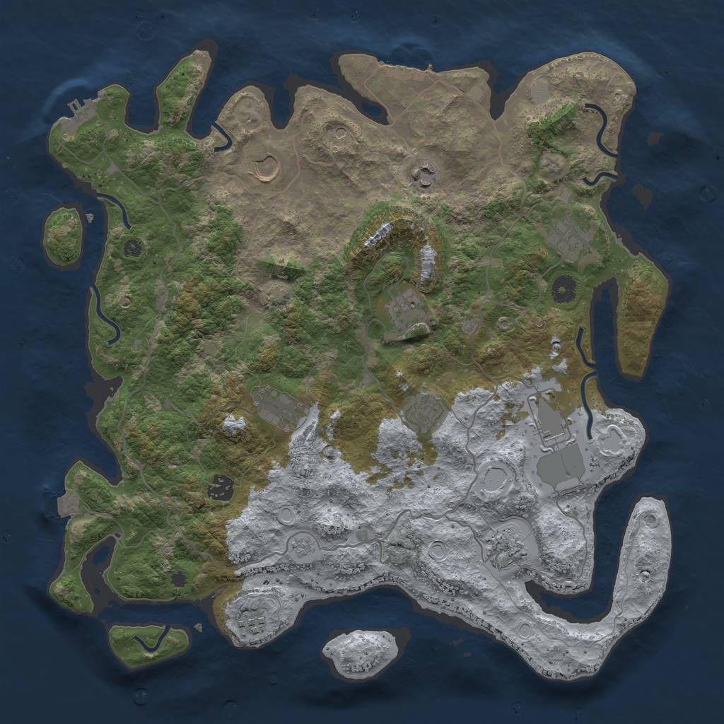 Rust Map: Procedural Map, Size: 4100, Seed: 63636, 18 Monuments