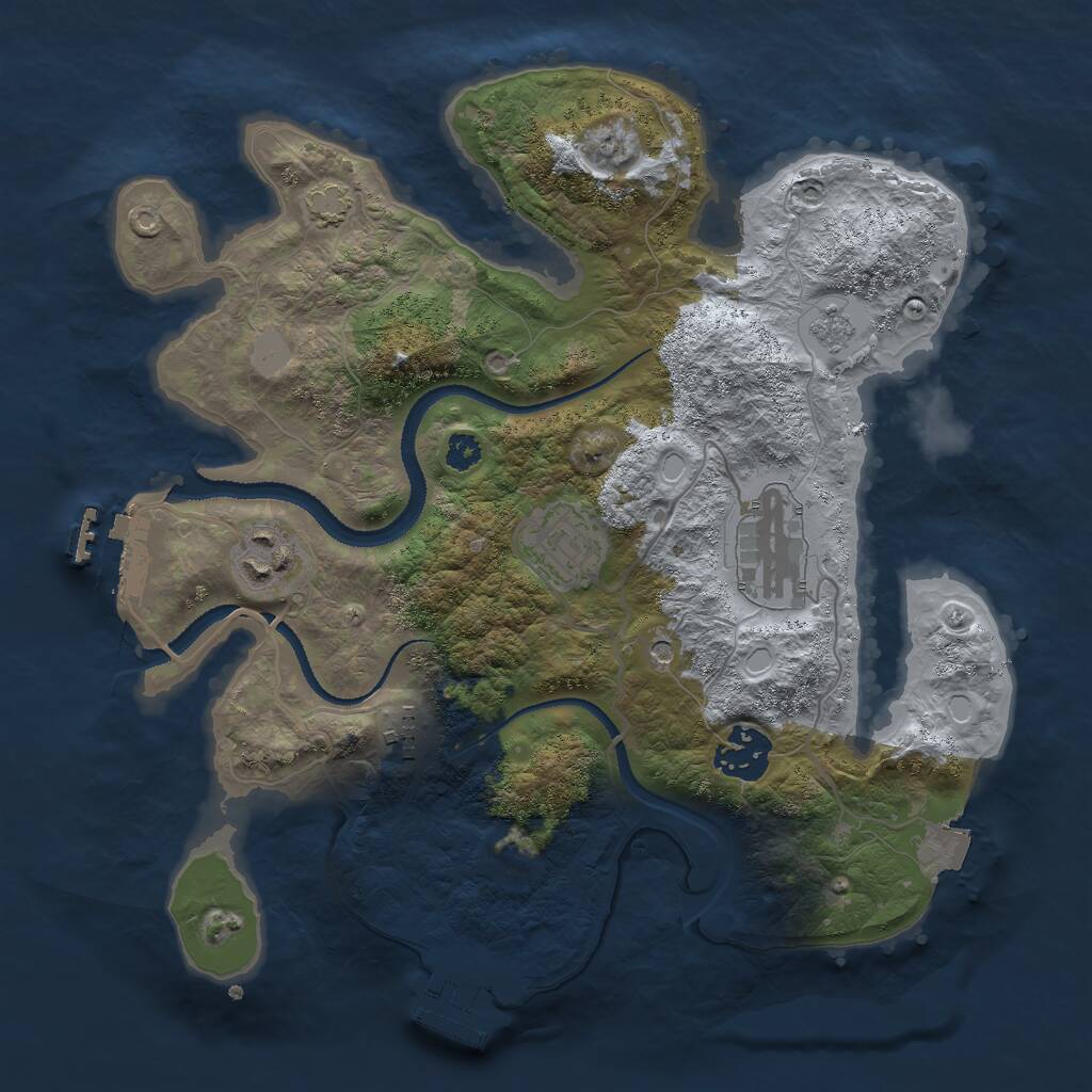 Rust Map: Procedural Map, Size: 3000, Seed: 574090605, 11 Monuments