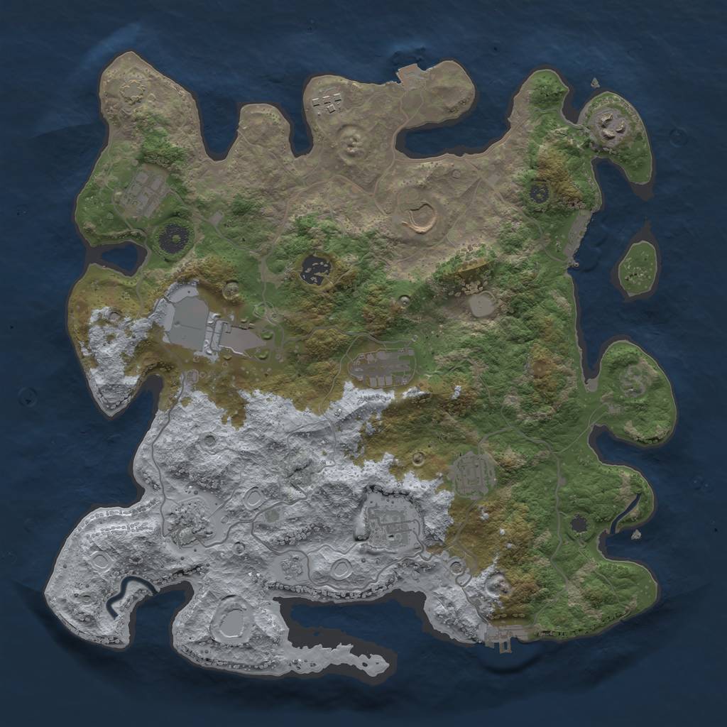 Rust Map: Procedural Map, Size: 3700, Seed: 122990142, 18 Monuments