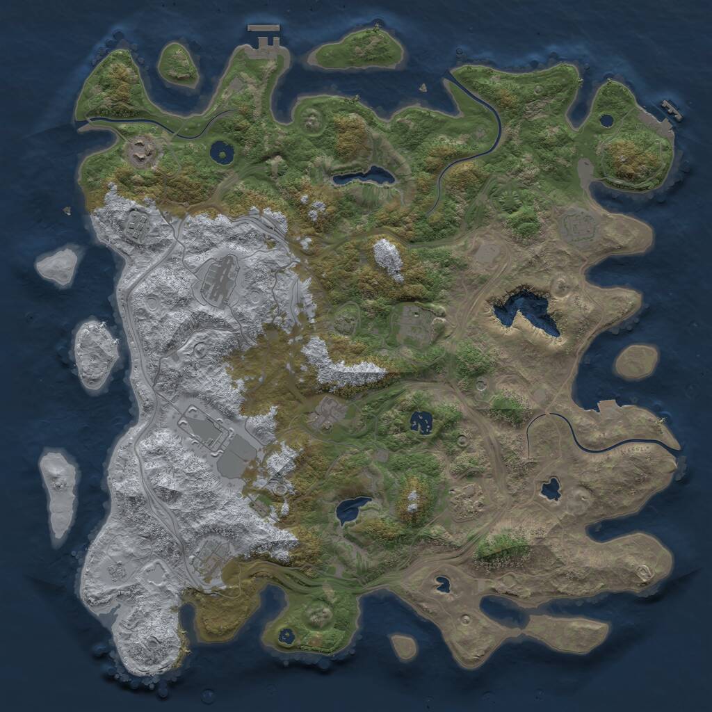 Rust Map: Procedural Map, Size: 4500, Seed: 1280461982, 16 Monuments