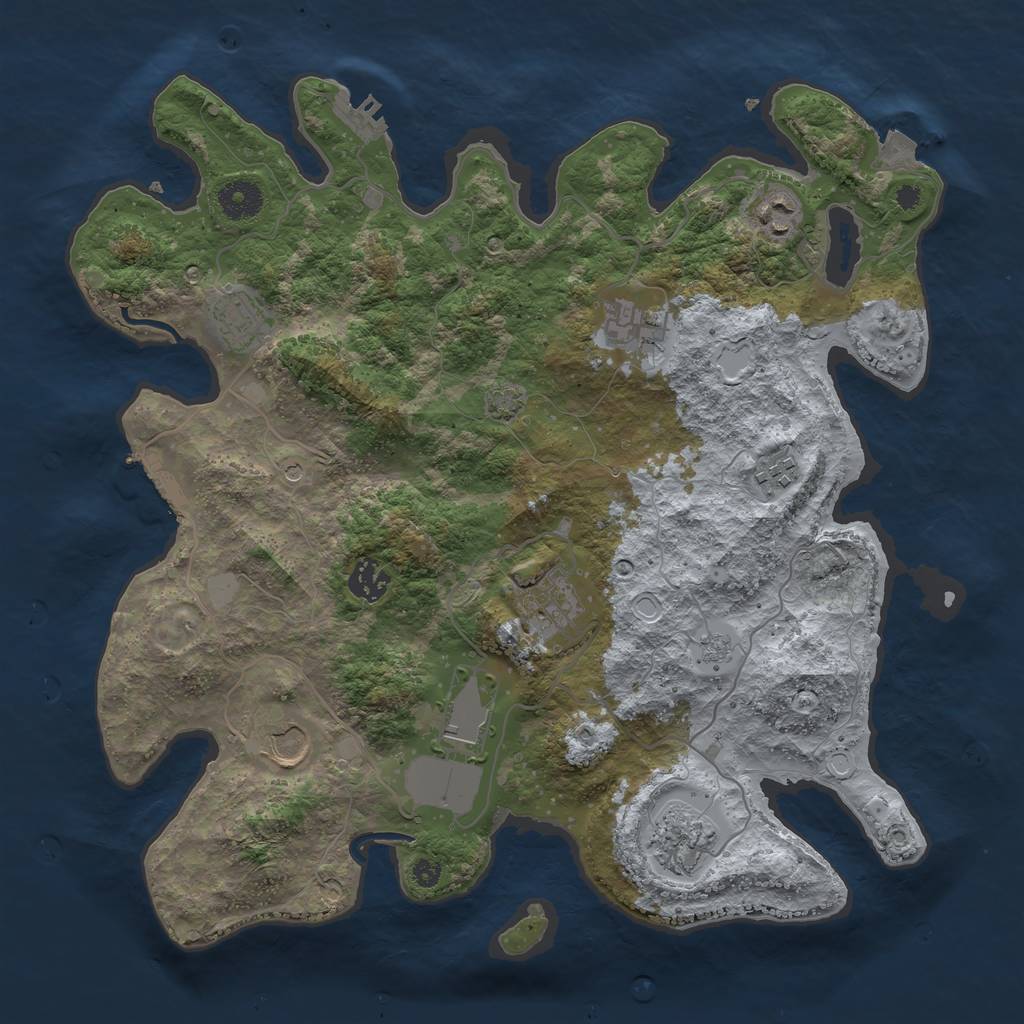 Rust Map: Procedural Map, Size: 3700, Seed: 982111357, 17 Monuments