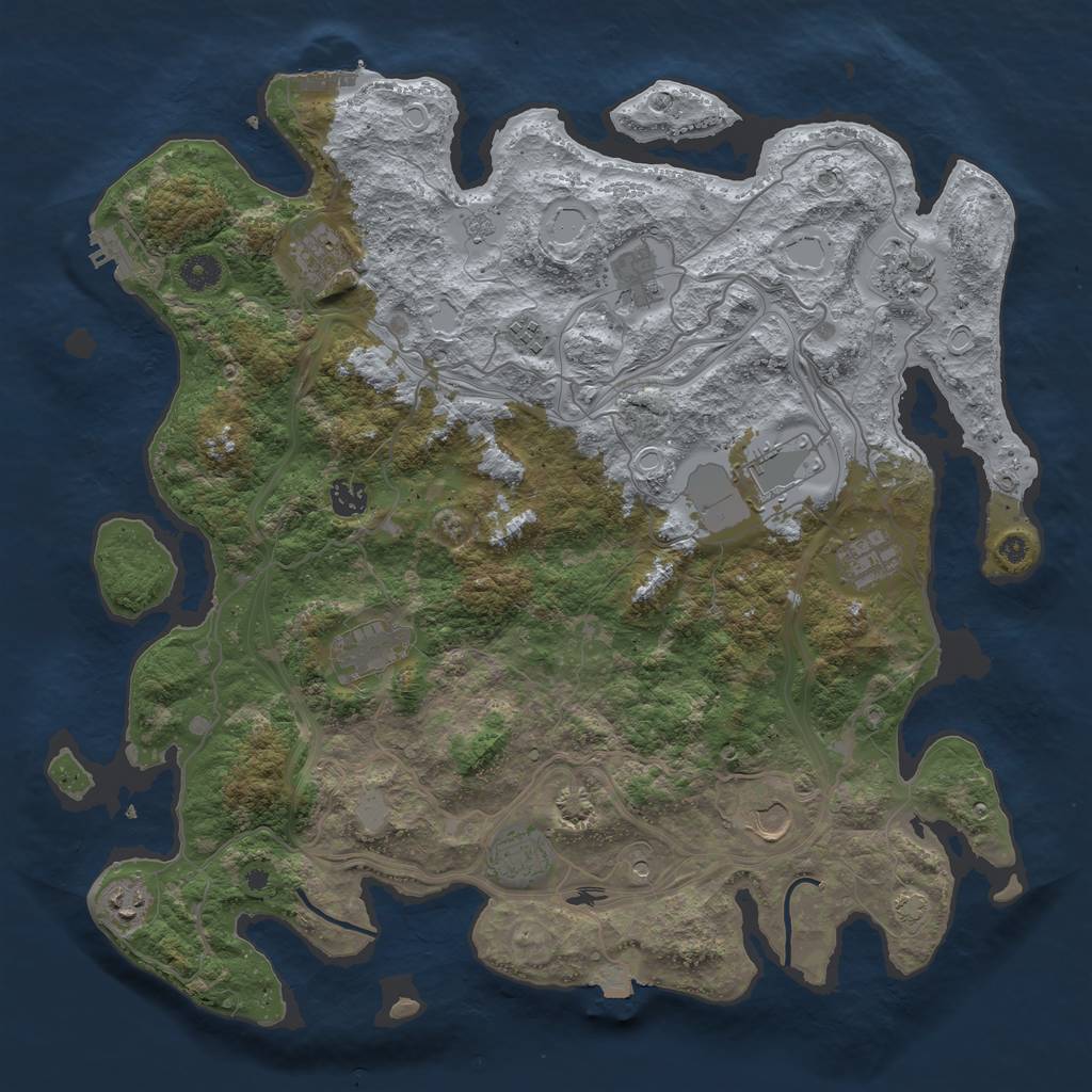 Rust Map: Procedural Map, Size: 4250, Seed: 1674483159, 19 Monuments