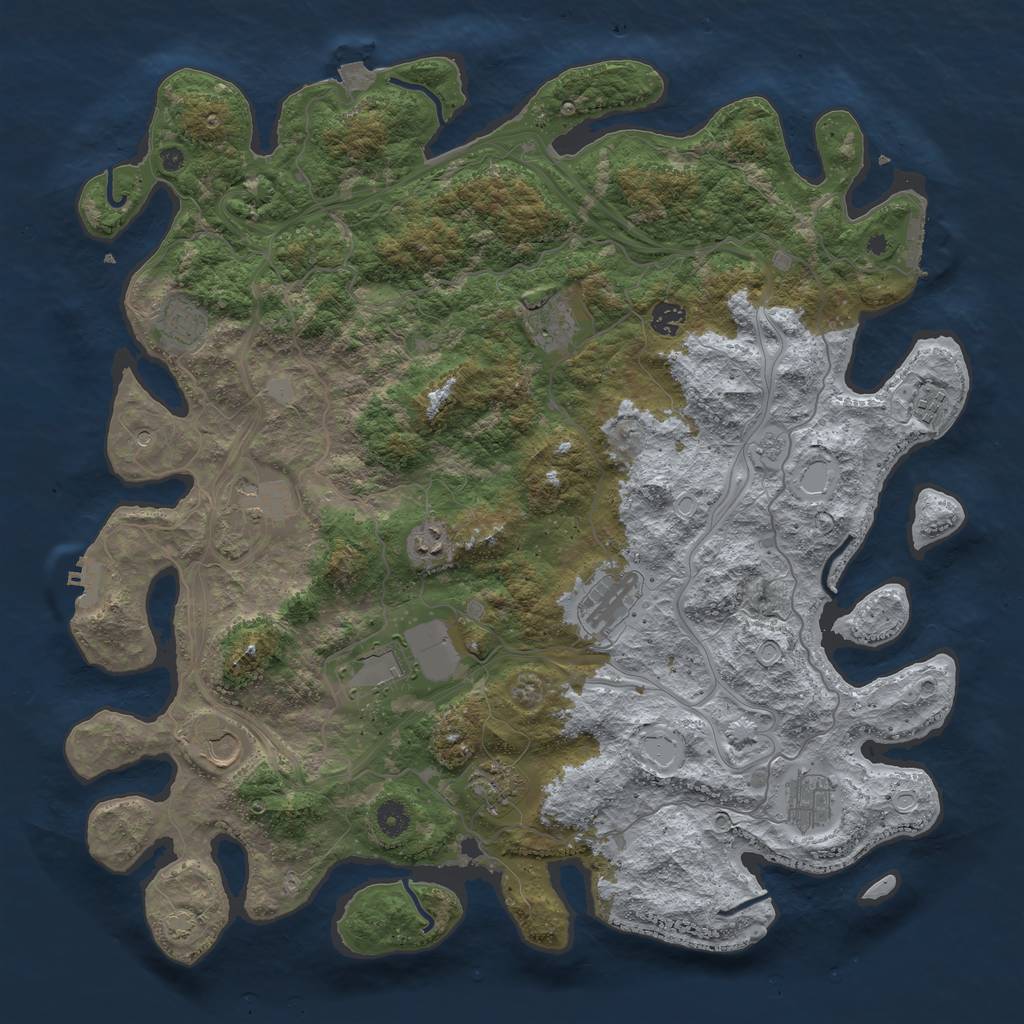 Rust Map: Procedural Map, Size: 4500, Seed: 760334794, 19 Monuments