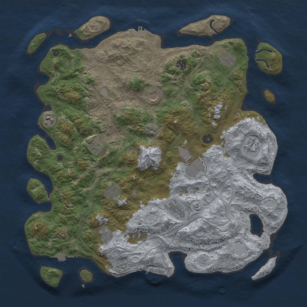 Rust Map: Procedural Map, Size: 4500, Seed: 1968143383, 19 Monuments