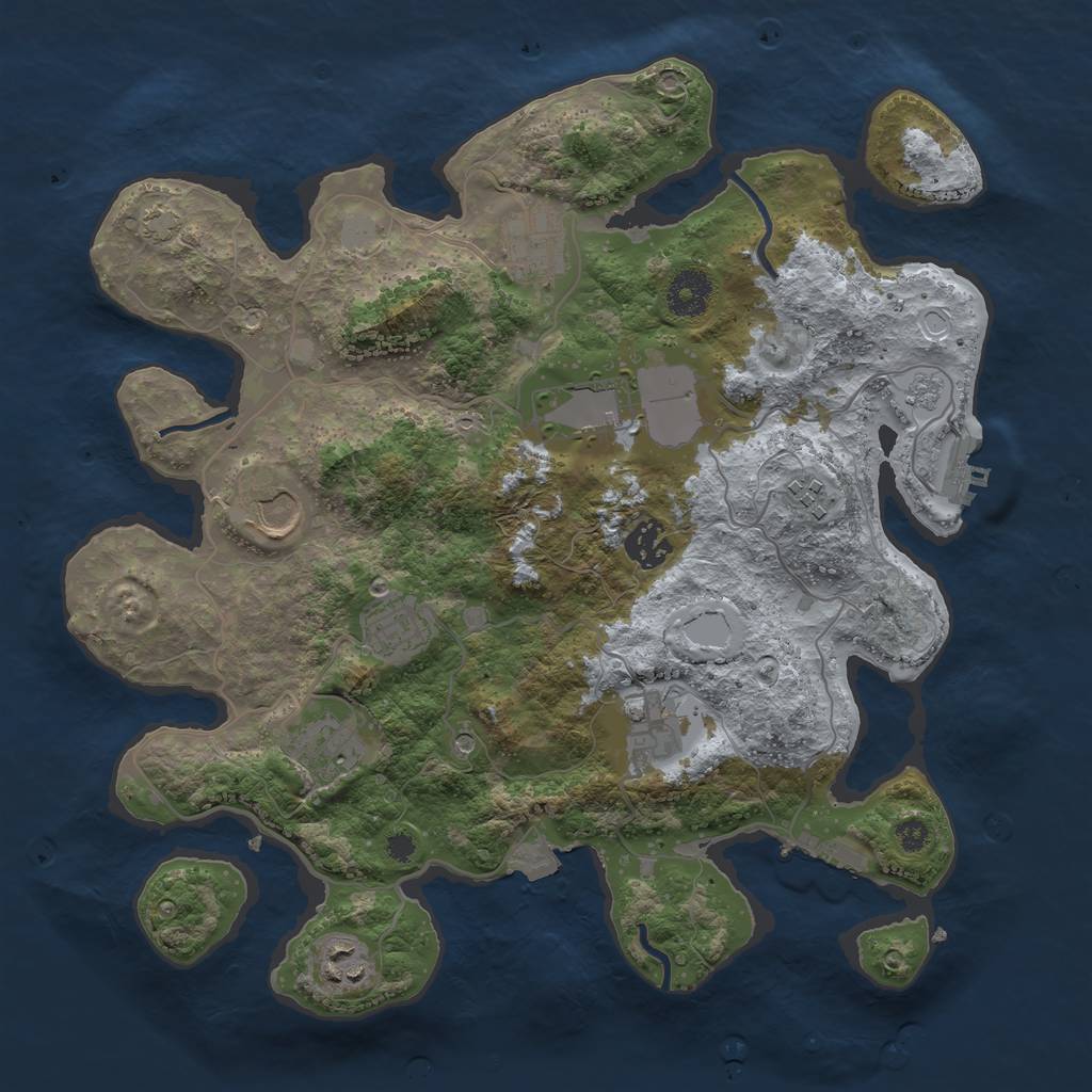 Rust Map: Procedural Map, Size: 3500, Seed: 1894405780, 17 Monuments