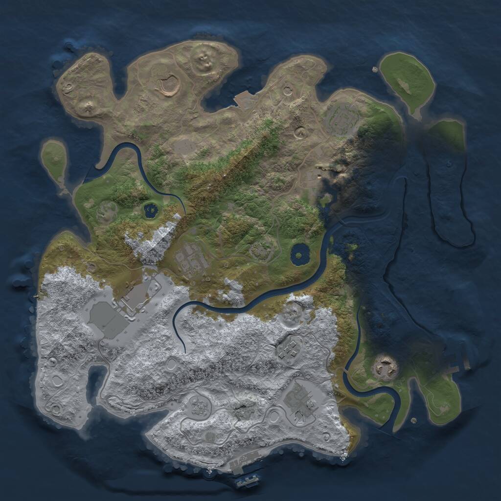 Rust Map: Procedural Map, Size: 3500, Seed: 230410126, 14 Monuments