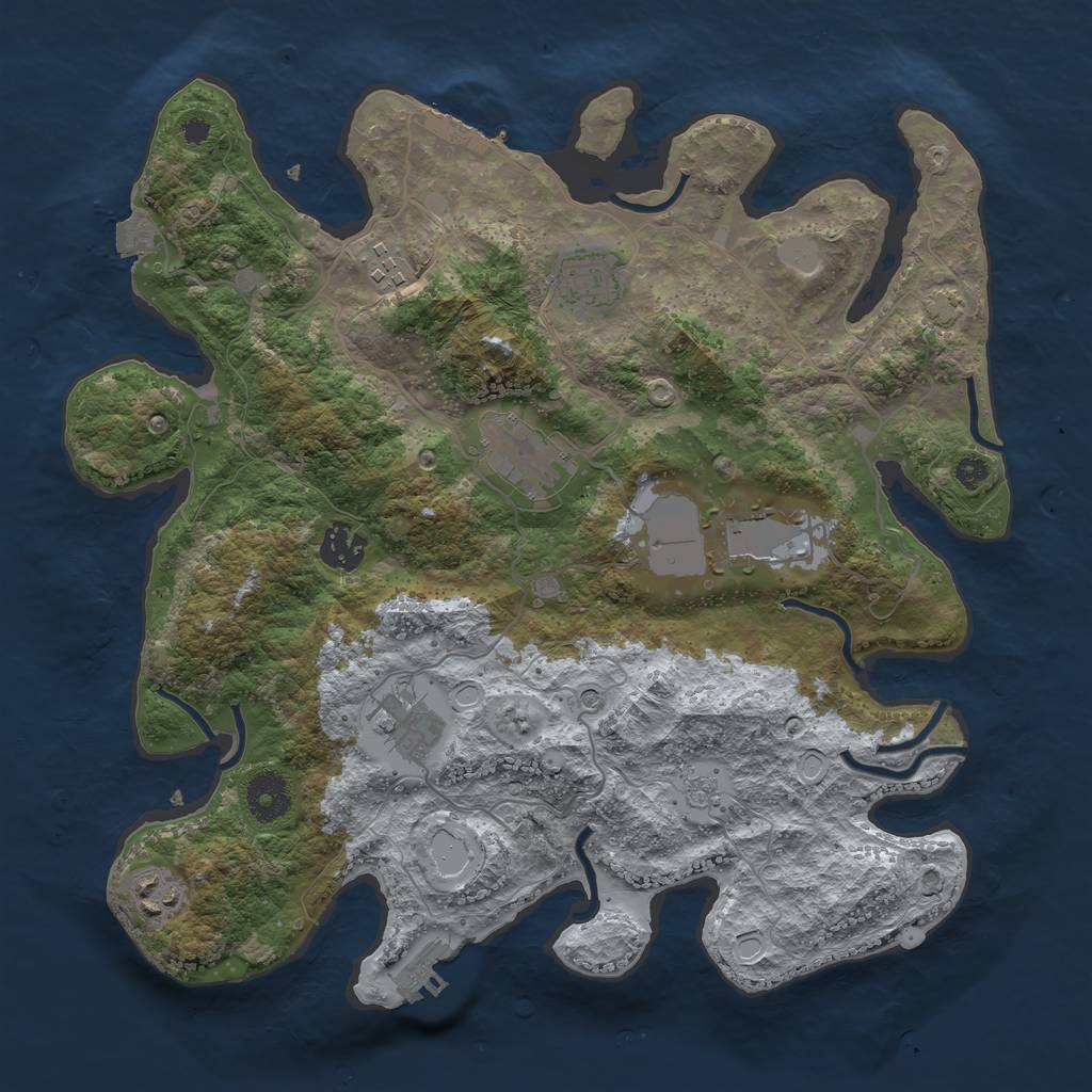 Rust Map: Procedural Map, Size: 3500, Seed: 118463797, 15 Monuments