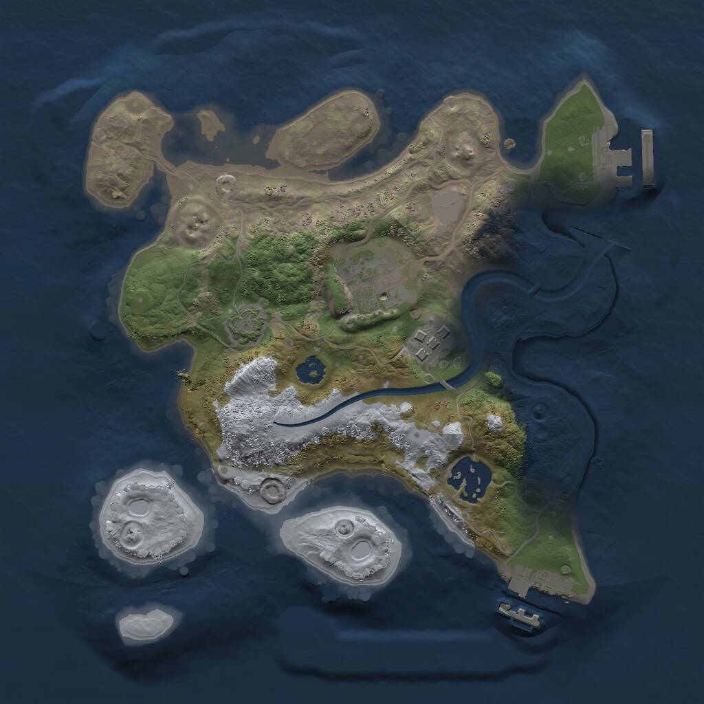 Rust Map: Procedural Map, Size: 2500, Seed: 1980035661, 7 Monuments