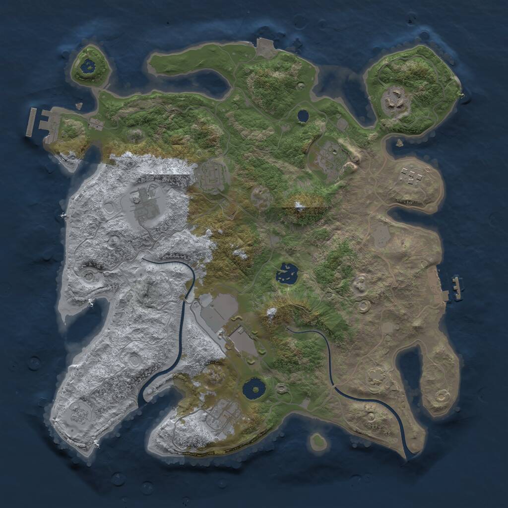 Rust Map: Procedural Map, Size: 3500, Seed: 927862119, 14 Monuments