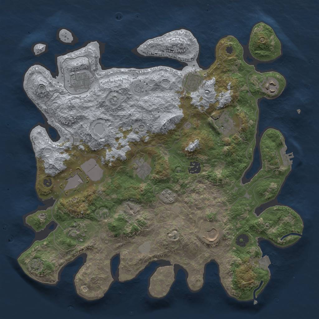 Rust Map: Procedural Map, Size: 3700, Seed: 1672618698, 17 Monuments
