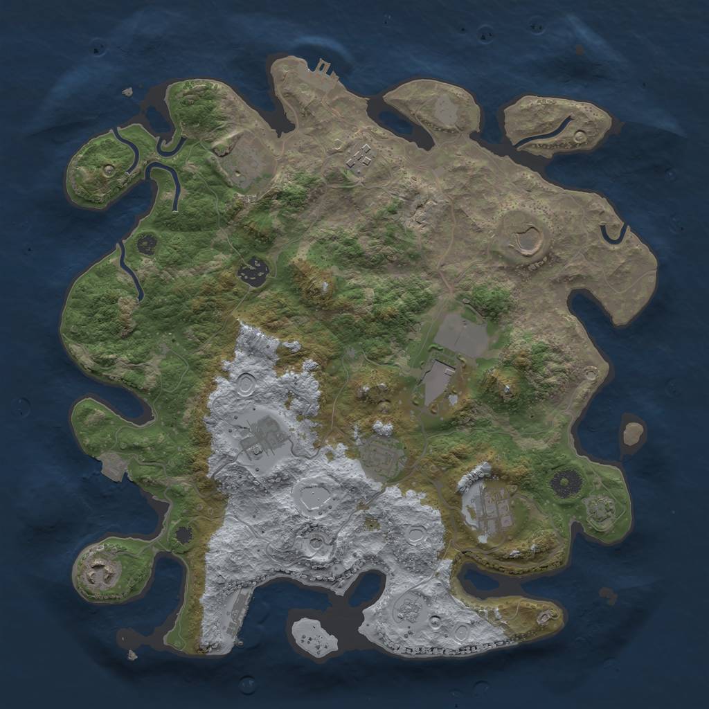 Rust Map: Procedural Map, Size: 3650, Seed: 23417453, 17 Monuments