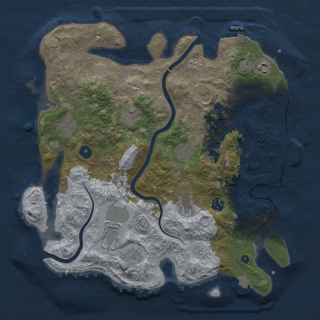 Rust Map: Procedural Map, Size: 3800, Seed: 859602076, 16 Monuments