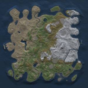 Thumbnail Rust Map: Procedural Map, Size: 4000, Seed: 27379, 13 Monuments