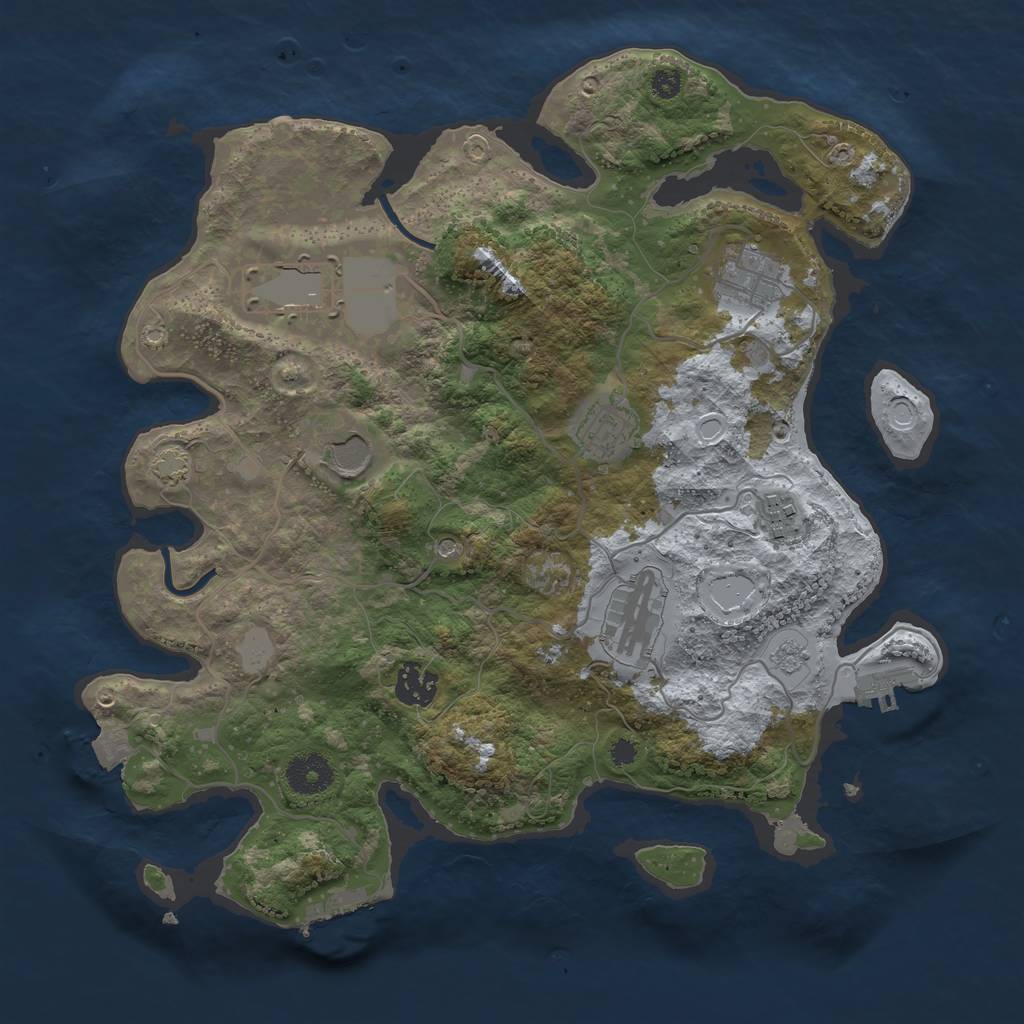 Rust Map: Procedural Map, Size: 3500, Seed: 1863726866, 15 Monuments