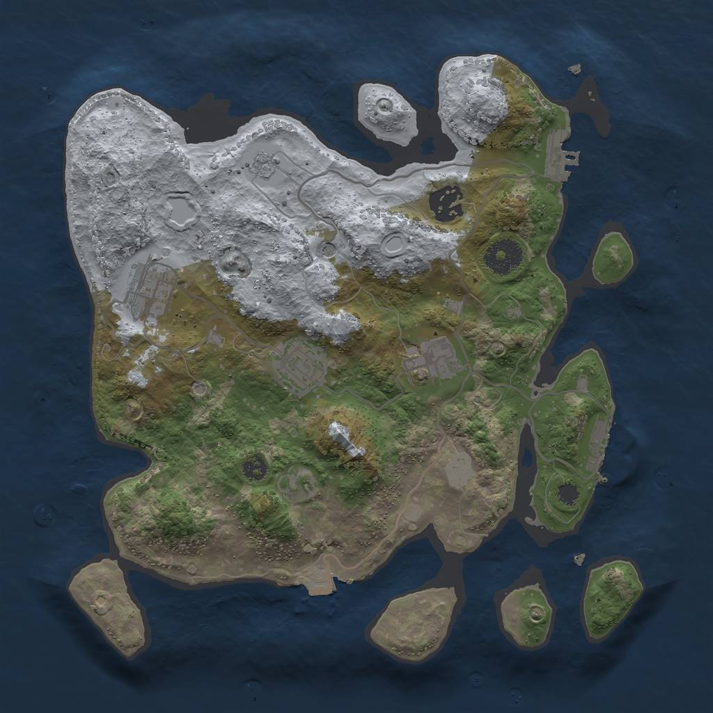 Rust Map: Procedural Map, Size: 3000, Seed: 1639185836, 11 Monuments